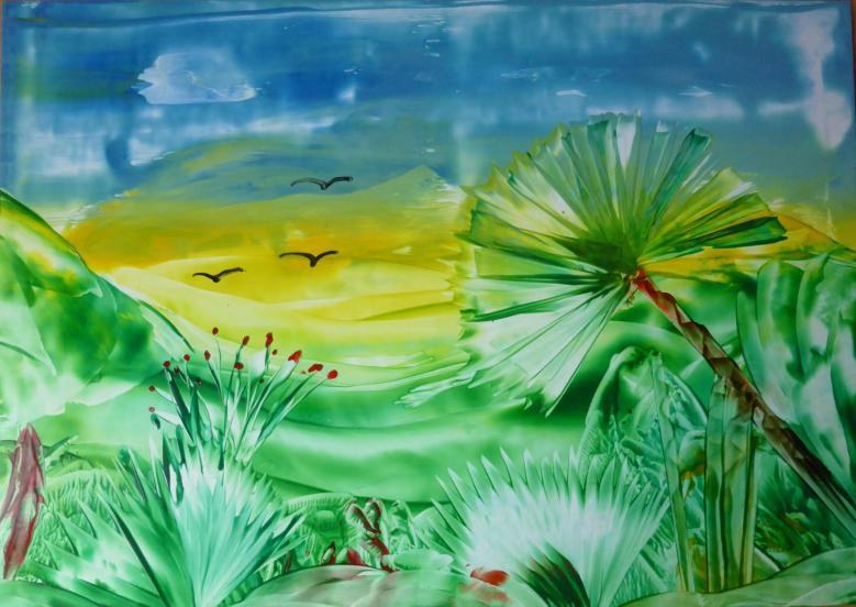 Landschaft mit Palme und Agave 30x40cm/40x50cm 2017