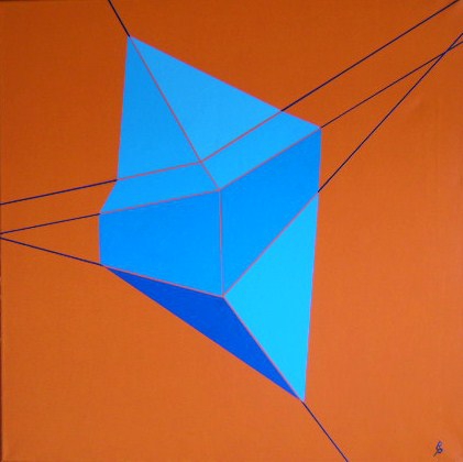 Verdrehte Doppelpyramide Acryl auf Leinwand 60x60cm 2009