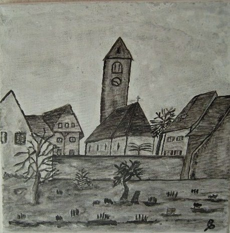 Pfarrhaus Niederbipp Aquarell auf Leinwand 30x30cm 2009