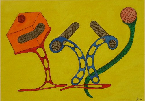 Tanzende Formen Aquarell auf Büttenpapier 25x35cm/30x40cm 2007