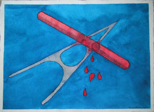 Venenklemme Aquarell auf Büttenpapier 25x35cm/30x40cm 2007