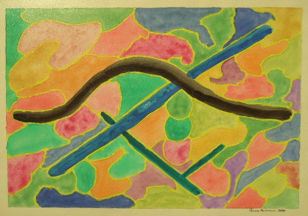 Gebogene Stange Aquarell auf Papier 21x30cm 2000