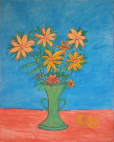 Sonnenblumen Aquarell auf Leinwand 40x50cm 2007