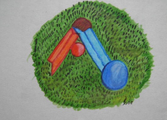 Boccia Aquarell Kleinbild auf Büttenpapier 10,5x15cm 2008