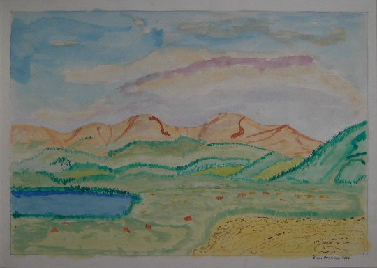 Landschaft im Abendlicht Aquarell auf Papier 21x30cm 2000