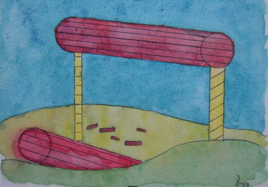 Röhren Aquarell Kleinbild auf Büttenpapier 10,5x15cm 2007