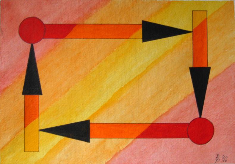 Geometrie 5 Aquarell auf Büttenpapier 25x35cm/30x40cm 2010