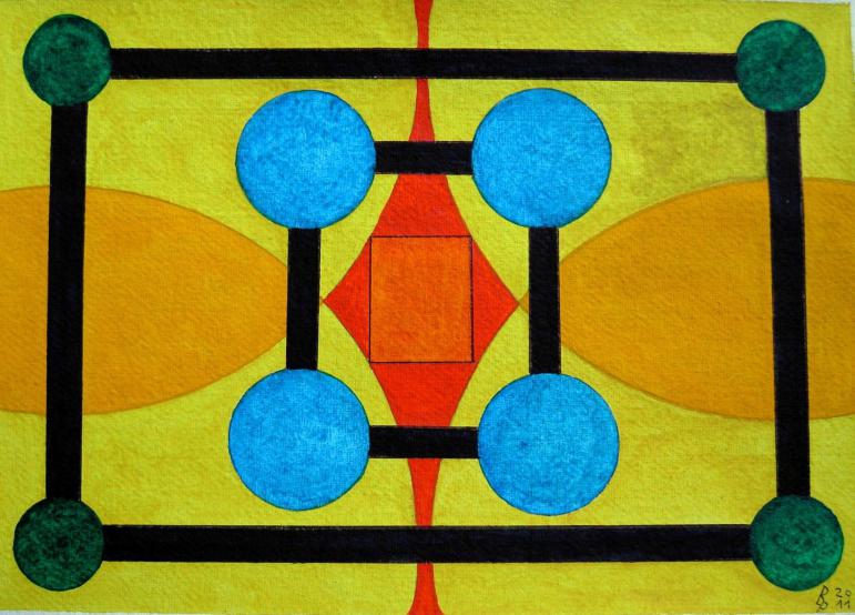 Geometrie 6 Aquarell auf Büttenpapier 25x35cm/30x40cm 2011