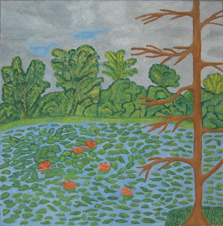 Seerosenteich Oel auf Leinwand 30x30cm 2009